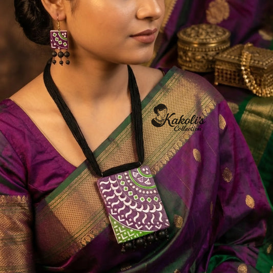 Mandala Drape Terracotta Necklace & Earrings Set