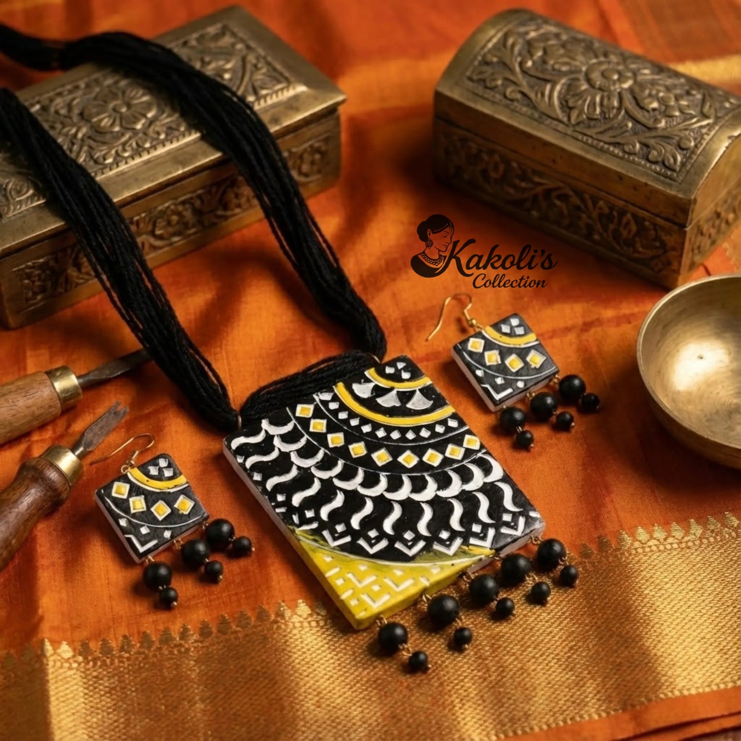 Mandala Drape Terracotta Necklace & Earrings Set