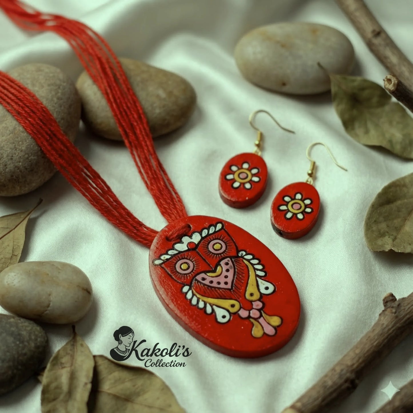 Woodland Owl Terracotta Necklace & Earrings Set