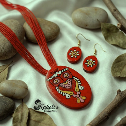 Woodland Owl Terracotta Necklace & Earrings Set
