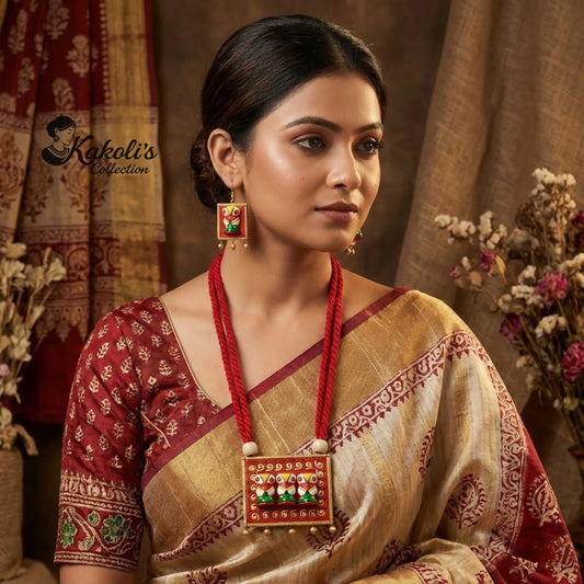 Owl Parade Terracotta Necklace & Earrings Set
