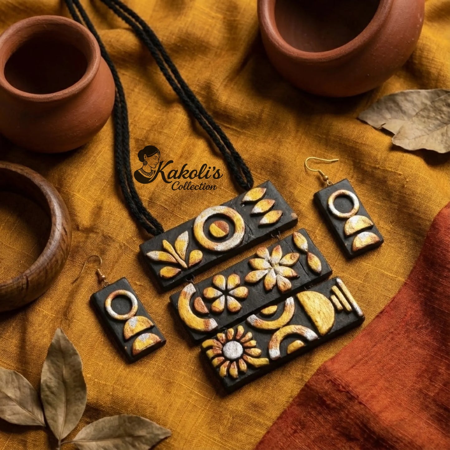 Sunlit Motifs Terracotta Necklace & Earrings Set