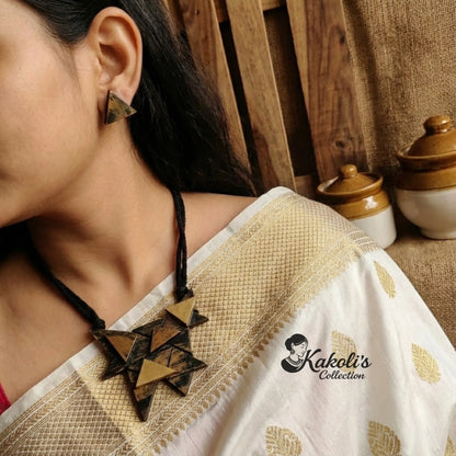Geo Shards Terracotta Necklace & Earrings Set