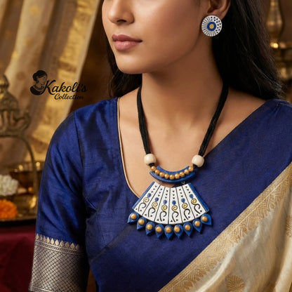 Indigo Cascade Terracotta Necklace & Studs Set