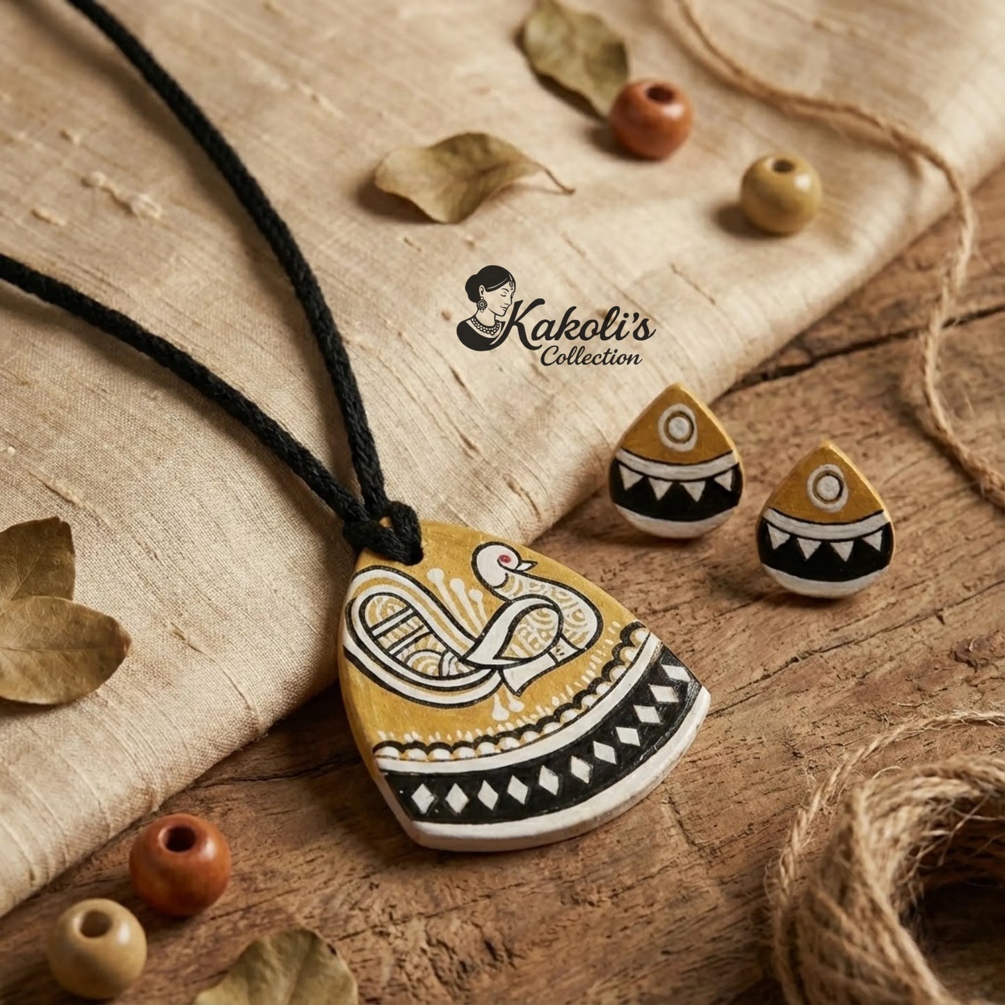 Shrine Song Terracotta Necklace & Studs Set