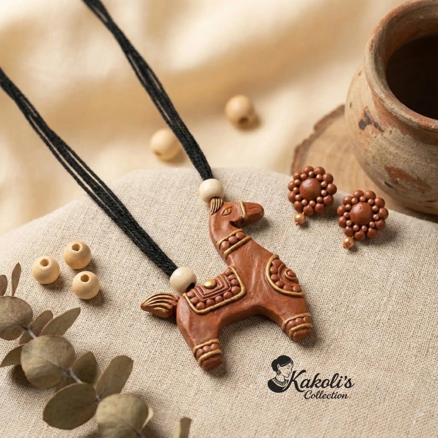 Terracotta Horse Guard Necklace & Earrings Set