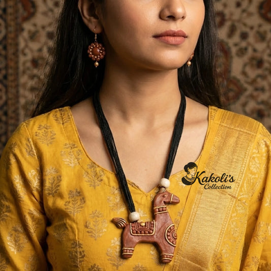 Terracotta Horse Guard Necklace & Earrings Set