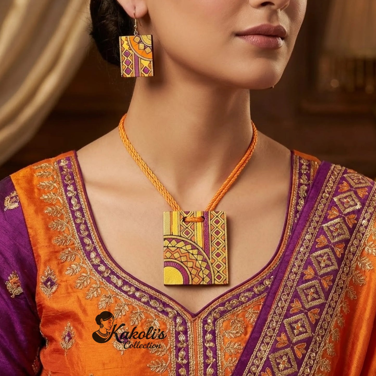 Mosaic Arch Terracotta Necklace & Earrings Set