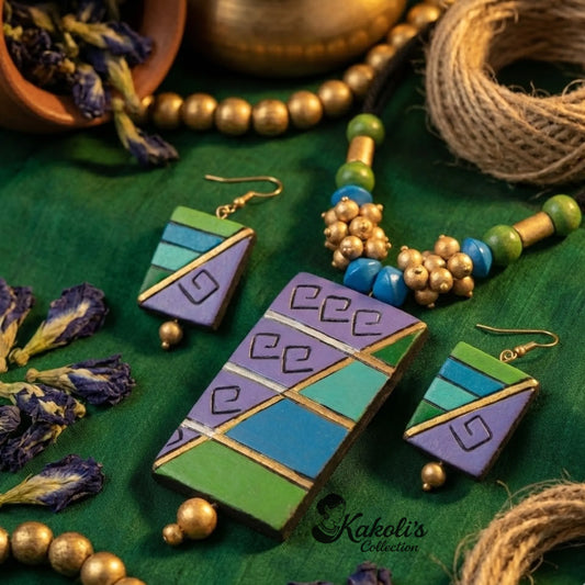 Geo Strata Blocks Terracotta Jewellery Set