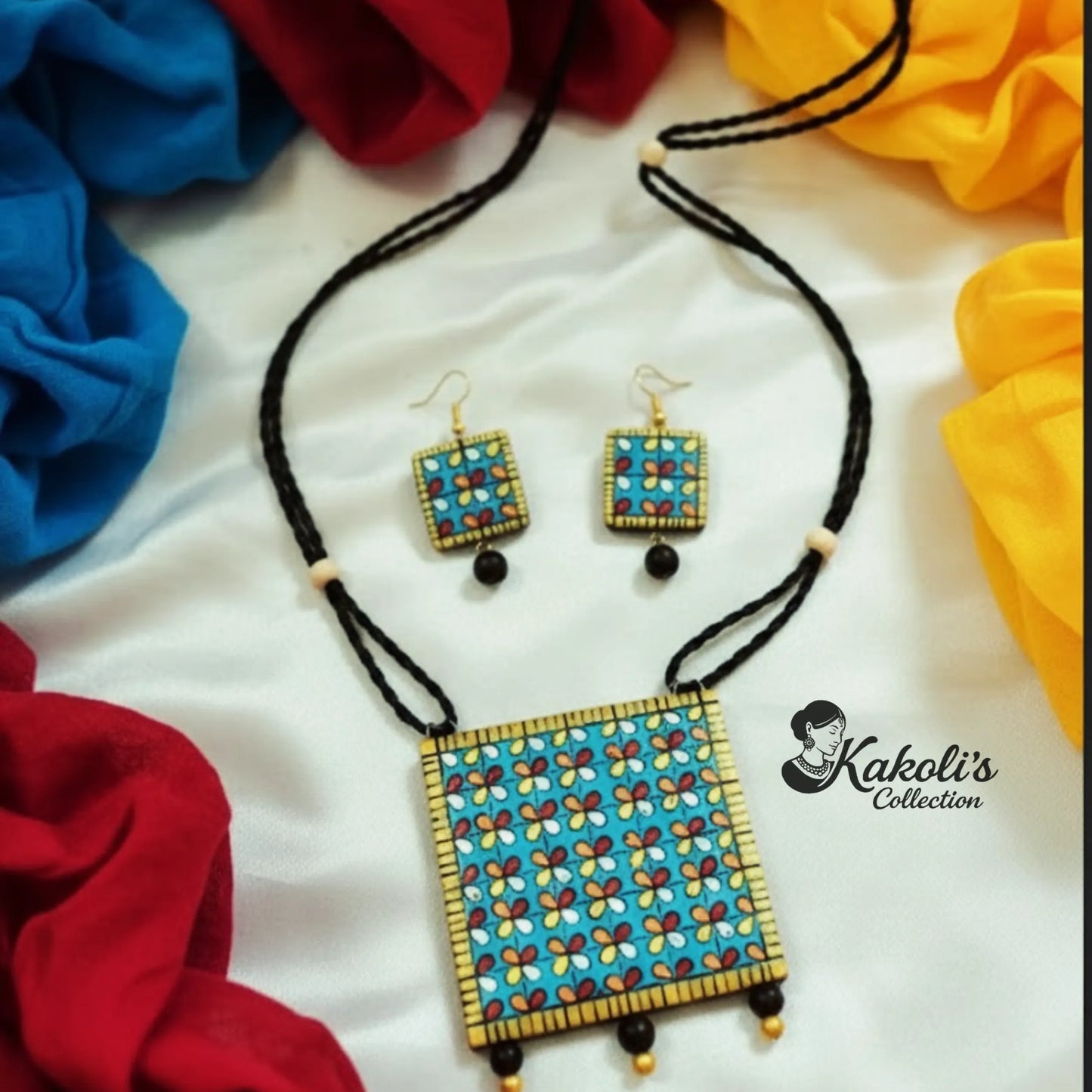 Mosaic Meadow Terracotta Necklace & Earrings Set