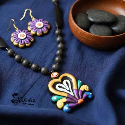 Folk Bloom Terracotta Necklace & Earrings Set
